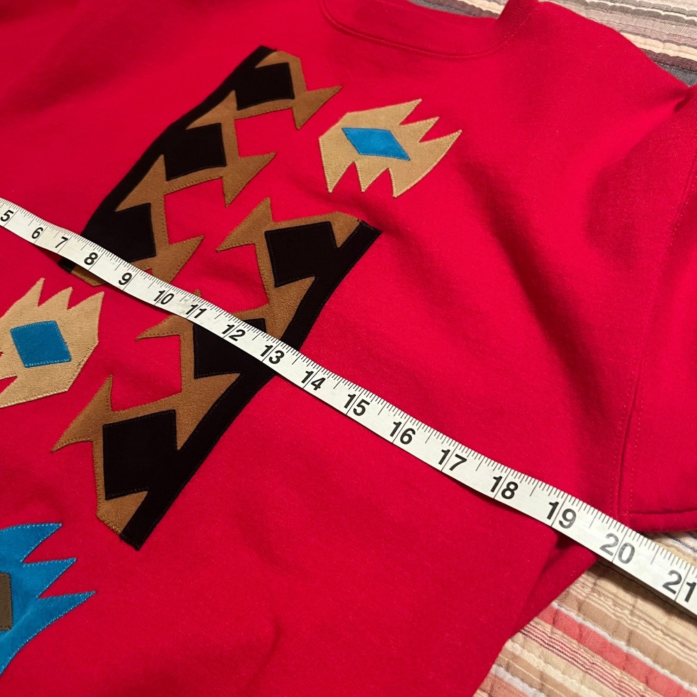 Vintage Hanes MOXIE Red Southwest Geometric Print Crewneck Sweatshirt Women's S - Picture 5 of 7